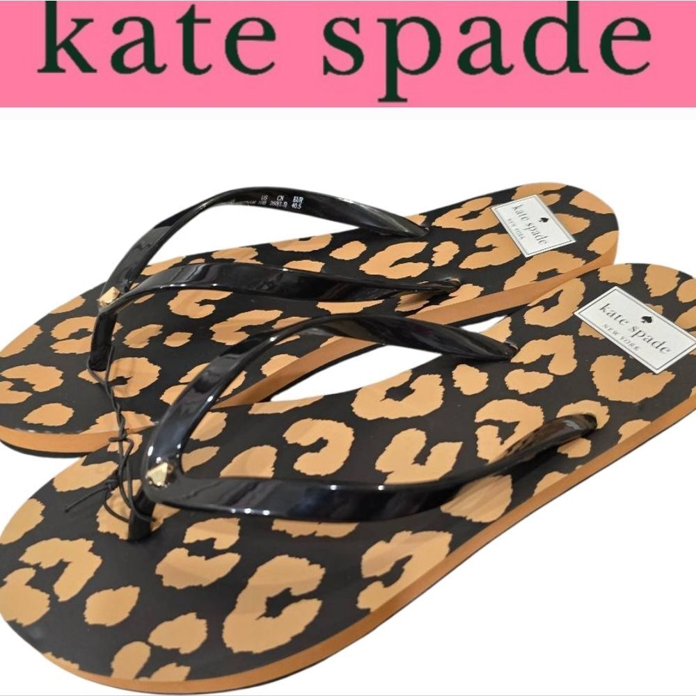 Kate Spade Leopord Print Sole Patent Flip-Flop Sandals